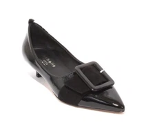 Isabelle 734 Black Patent Leather Suede Buckle Pointy Classic Pump 36.5 / US 6.5
