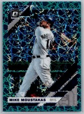 2019 Panini Donruss Optic Teal Velocity Prizm /35 Mike Moustakas #186 Brewers