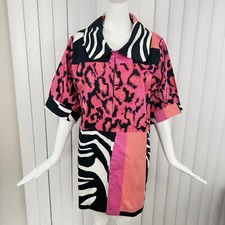 Berek Jacket Women  s Colorblock Patchwork Multi Print Geometric w/ Collar Size L