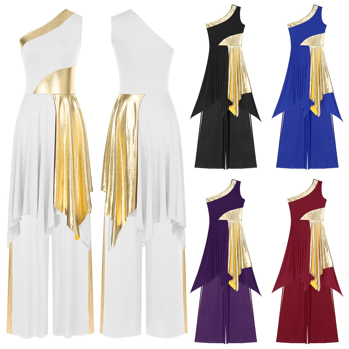 Womens Worship Praise Dance Outfit Color Block Dress with Wide-Leg Pants | eBay Womens Worship Praise Dance Outfit Color Block Dress with Wide-Leg Pants | eBay