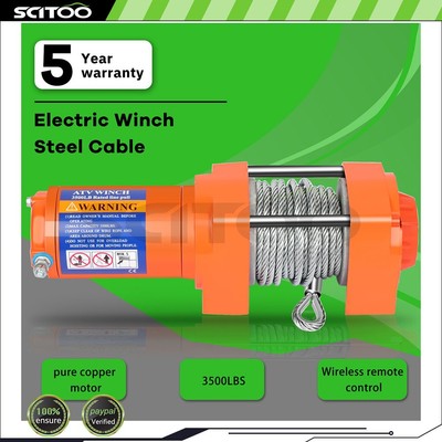 12V 3500LBS Electric Recovery Winch Towing Truck 5mm x 9.2m Steel Rope Off Road