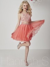 Hannah S. 27138 Coral Orange Cocktail Dress sz 10 NWT SALE!