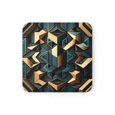 Cork Back Coaster Home Decor Futuristic Geometric Pattern Bold Modern Sleek