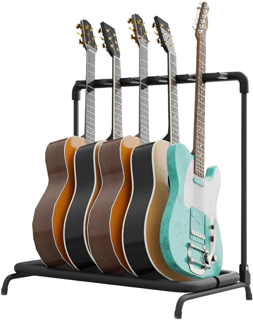 5 Guitar Stand Rack - Metal Construction Multi Guitar Rack & Guitar Organizer, F