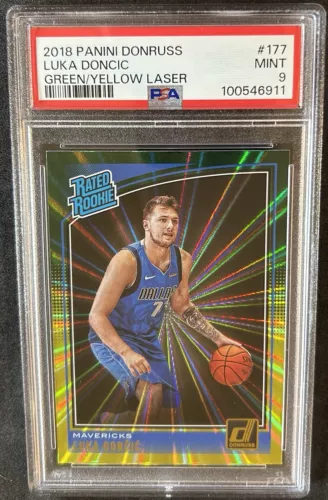 2018-19 Donruss Holo GREEN & YELLOW LASER #177 Luka Doncic RC PSA 9 MINT