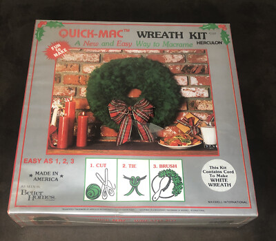 Quick-Mac WREATH KIT MACRAME Herculon WHITE WREATH Christmas Holidays NEW