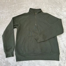 Flint and Tinder 1/4 Zip Pullover Mens Medium Dark Green Heavy USA New NWOT
