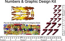 R/C Vinyl Decal 1/16th Scale Bevel 2-D Red (# 7's) Graphic Flame Kit R124