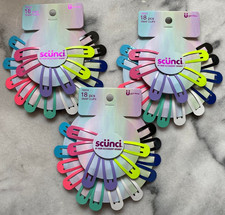 3 Scunci Multicolor Snap Clips 70224 Pastel Colors 18 Snap Clips Each Pack
