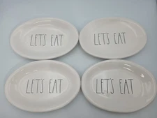4 Rae Dunn by Magenta Snack Plate "Let’s Eat" 8" x 5.5"