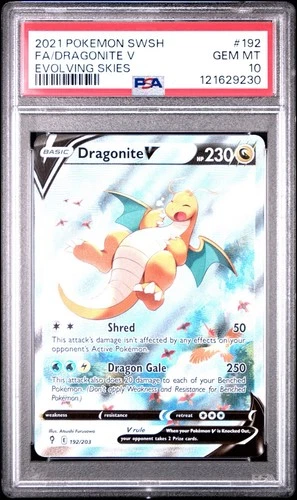 Pokemon 2021 Dragonite V 192/203 Alt Art Evolving Skies GEM MINT PSA 10