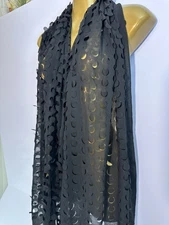 Cara New York Black Scarf Circle Cut Out Design, Long  and Wide