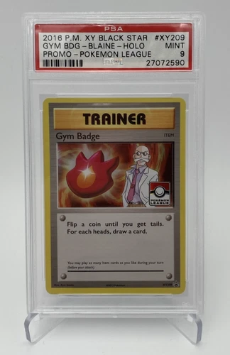 Pokemon Gym Badge Blaine Pokemon League Black Star Holo Promo XY209 PSA 9 Mint