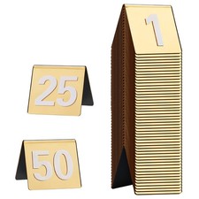 Patioer Gold Table Numbers 1-50 Acrylic Tent Style Table Number Card Signs