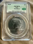 2024 $1 Peace Silver Dollar CAC MS70 First Delivery