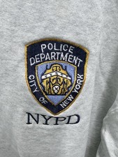 Fruit of the Loom NYPD Embroidered Logo Gray Pullover Sweatshirt XL Knit