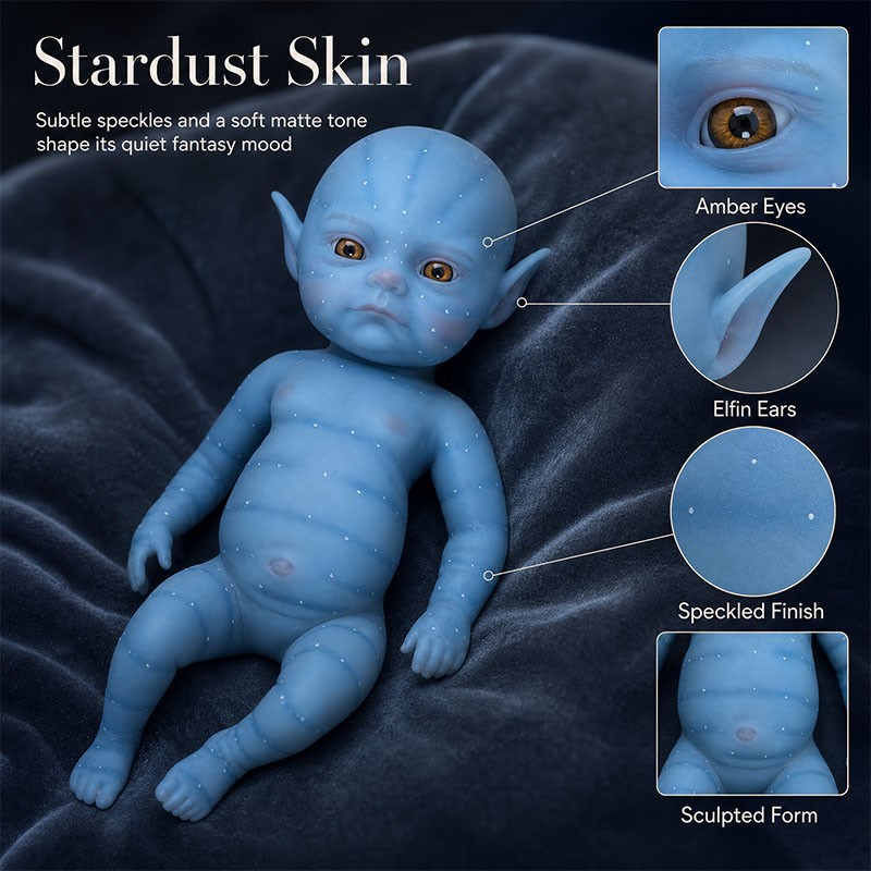 Avatar Reborn Baby Full Silicone 6 Inch Blue Bald Head Realistic Silicone