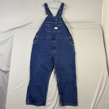 Round House Overalls Mens 50x30 Blue Denim Bib Workwear Made in USA 100 Cotton
