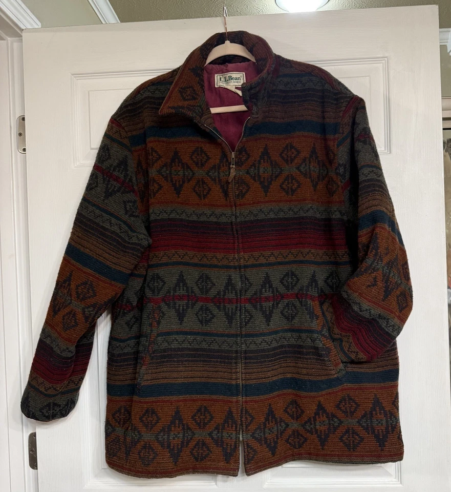 L.L. Chaqueta Bean para hombre alta XXL vintage mezcla de lana patrón azteca del suroeste Foto 4 de 4