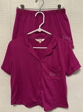 Juicy Couture 2 Piece Pajama Set Sz Small Hot Pink Fuchsia Bedazzled Velour