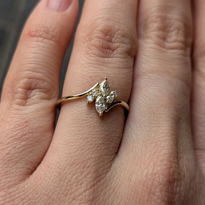 Marquise Cut Vintage Engagement Ring Luxury Everyday Wear Fine Jewelry For Women