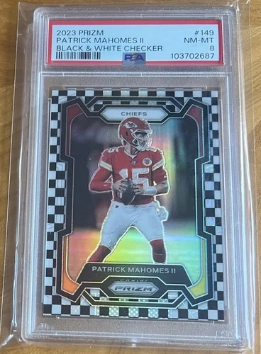 2023 Panini Prizm Football Patrick Mahomes Black & White Checker #149 PSA 8