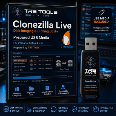 Clonezilla Live USB Prepared Boot Media Disk Imaging & Cloning