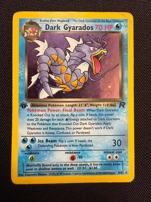 Dark Gyarados 8/82 1st Edition Rocket - Heavy Play/Creased