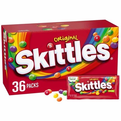 SKITTLES Original Chewy Candy, Full Size 2.17 Ounce (Pack of 36), Multi