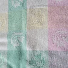 Pastel tablecloth Tulips Plaid Spring 48 X 48...