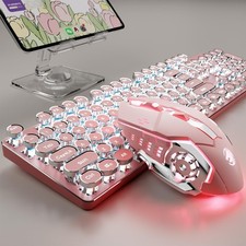 TK950 Wireless Typewriter Keyboard and Mouse Combo, 104 Keys Retro ... Fast Ship