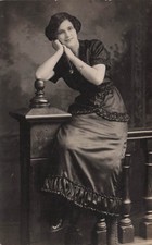 Edwardian Woman Satin Dress Sassy Girl Beauty High Lace Boots Antique Photo H54