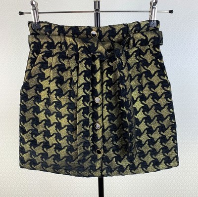 neuw. LA PETITE ÉTOILE Paris Gr. 38 Rock schwarz gold glänzend Brokat Samt 912