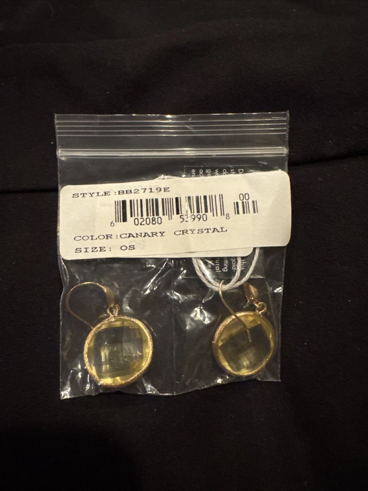 Pendientes Rivka Friedman revestidos de oro de 18k cristal canario nuevos en paquete Foto 2 de 3