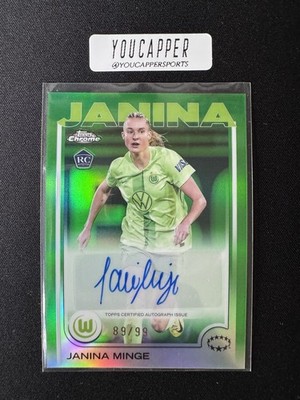 2024-25 Topps Chrome UWCL Janina Minge Green Refractor Auto RC /99