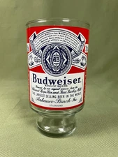 Vintage 1970s 32oz Budweiser Pedestal Foot Lager Beer Glass - St Louis, Missouri