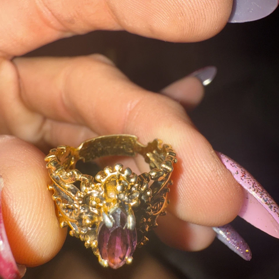 1940s 18kt plated Yellow Gold Amethyst Ring - Image 4 of 4