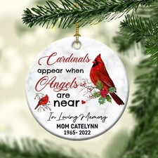 Custom Dad,Mom Memorial Ornament, Cardinals Appear When Angels Are Near Ornam...