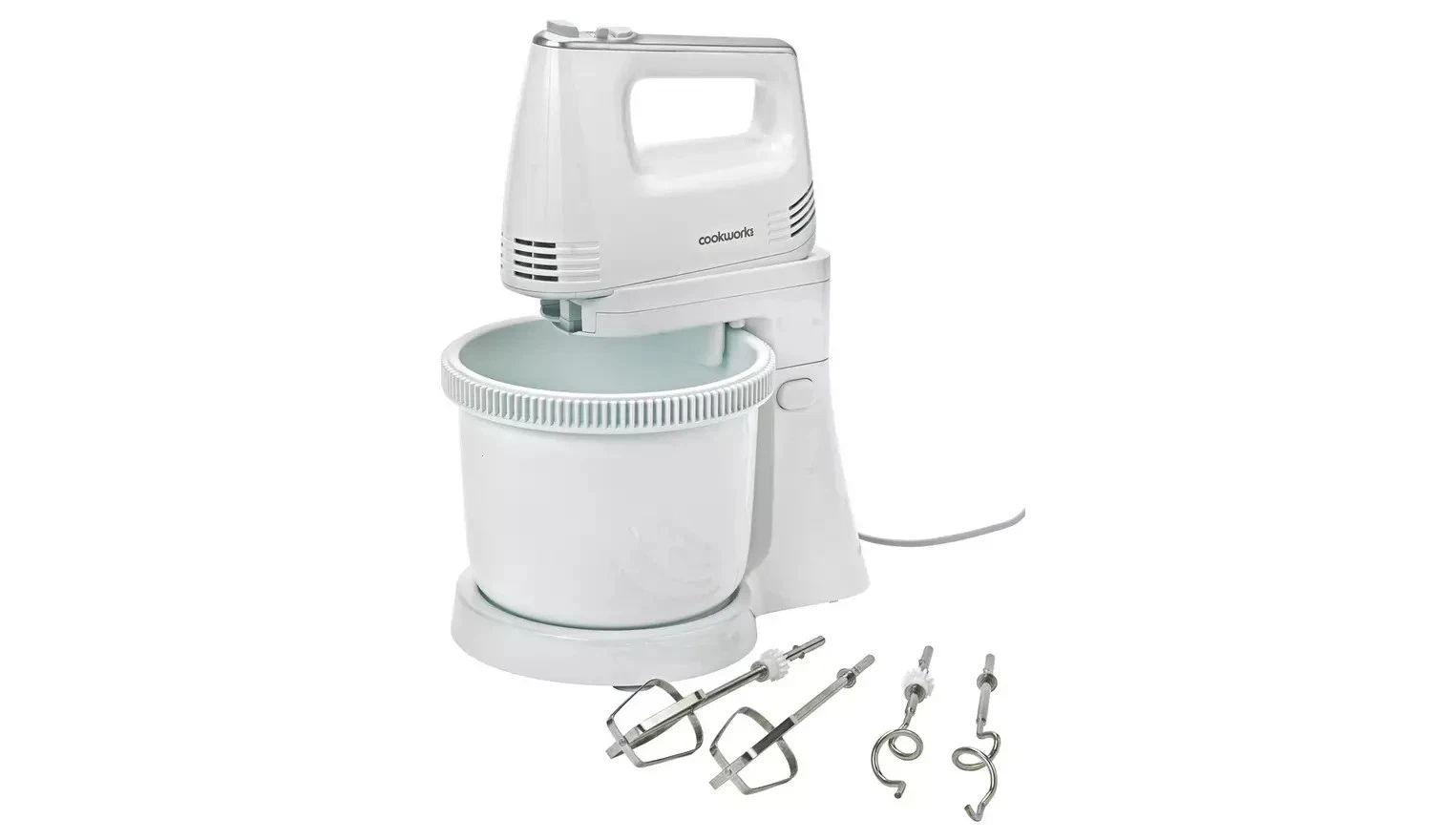 Mixer Hand and Stand By Cookworks Pulse Control, 6 speeds, & Attachments - White