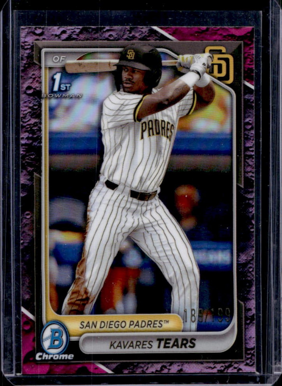 2024 Bowman Draft Kavares Tears Chrome Fuchsia Lunar Refractor 1st #/199 Padres