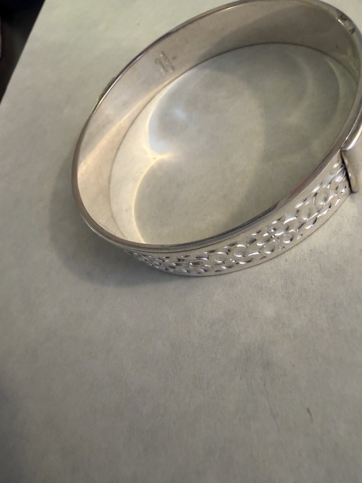Coach Silver Metal Patterned Round Bangle Bracele… - image 6