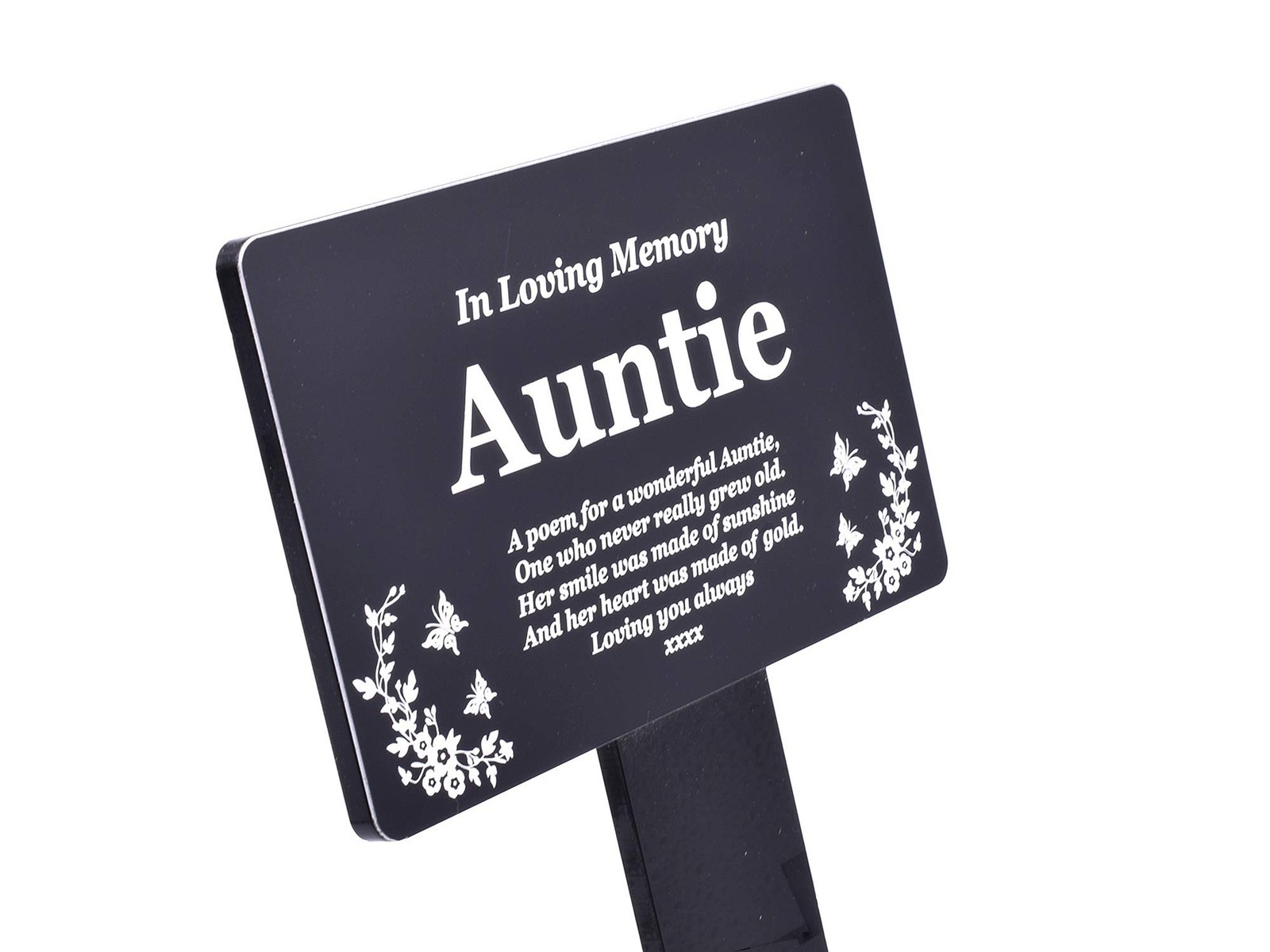 Black Auntie Memorial Plaque Stake – Outdoor Tribute with Poem & Illustration