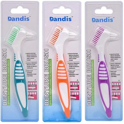 3 Pack Denture Cleaning Brush Set Hard Toothbrush Portable Denture...