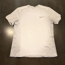 Nike Running Shirt Mens Gray Dri-Fit Miler Short Sleeve Running Top Sz M
