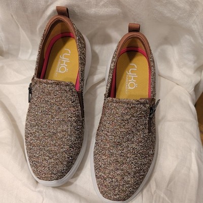 RYKA ALLY, Beaver Brown Slip-On Shoes with Zip Detail Women's Size /5M  Comfort 