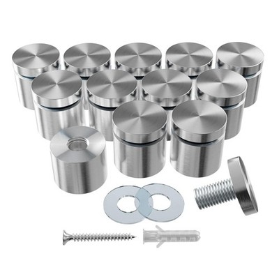12-Pack Stainless Steel Standoff Screws with Wall Anchors & Rubber Pads   Sig...