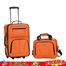 Softside Expandable 2 Piece Luggage Set W/ Carry-On Tote EZ-Roll Wheels Locks US