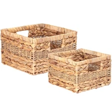 Best Wicker Storage Baskets with Built-in Handles Natural Water Hyacinth and