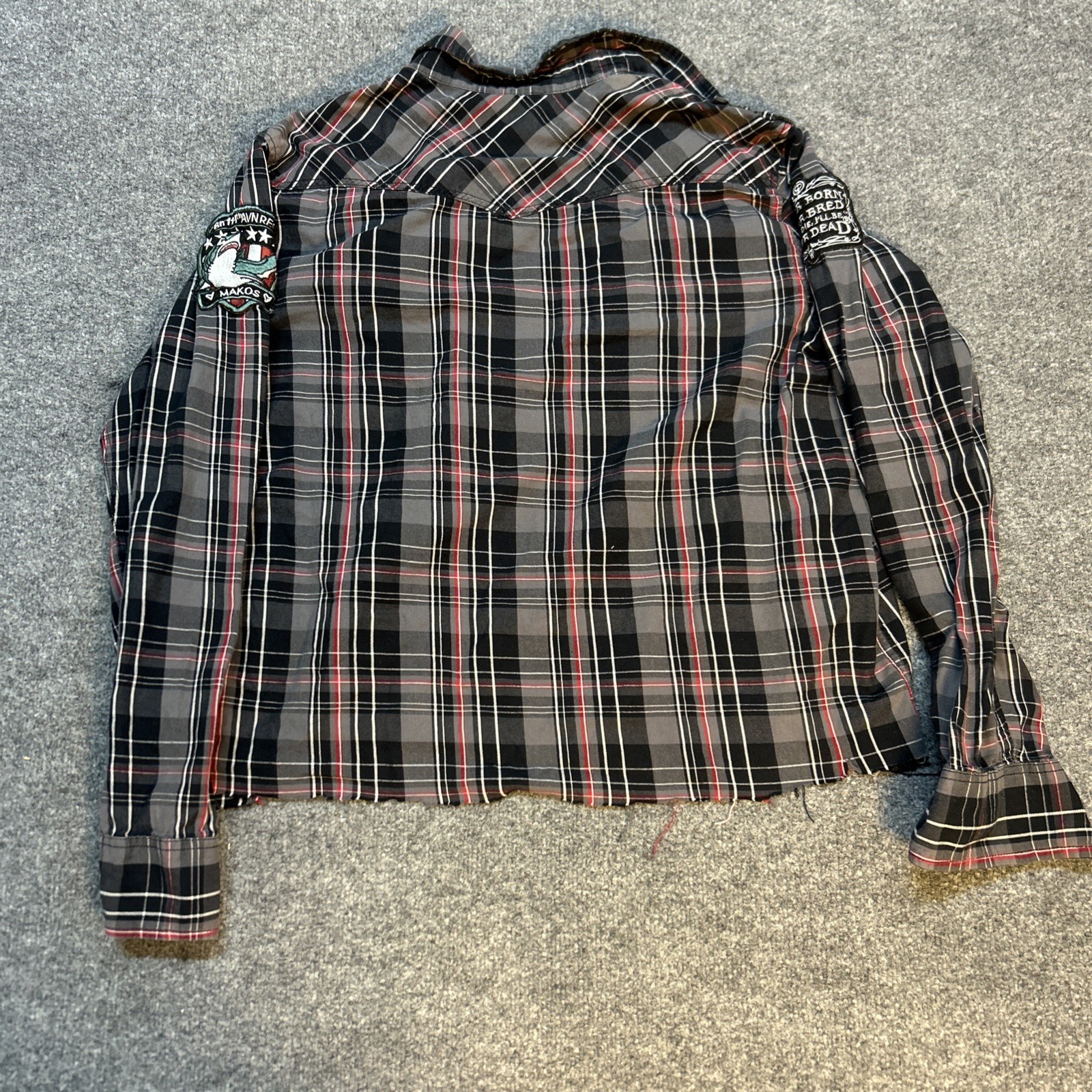 Rolling Paper Snap Button Flannel With Patches Me… - image 5