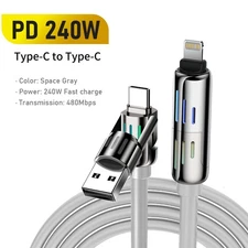 Multi Device Fast Charging Cable 240W, 4-in-1 Durable Charger for Phone Laptop